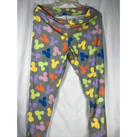 Disney Parks Mickey Balloons Women's Leggings Gray size Large Stretch Pants - Picture 2 of 15